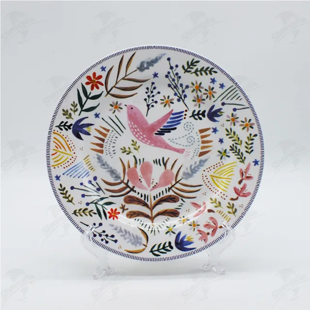 10.5" dinner plat with flower & bird design