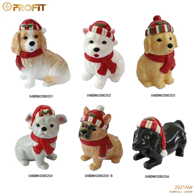 Christmas ceramic dog cookie jar