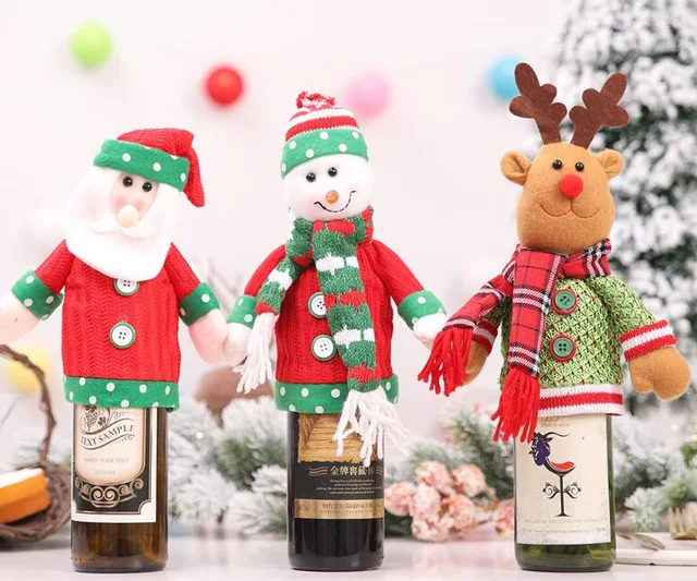 Christmas wine bottle cloth