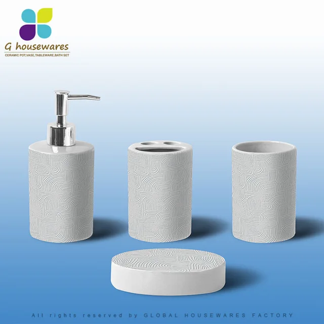 Circular relief ceramic sanitary ware sets four pieces of geometric pattern sanitary ware