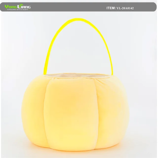 Halloween Candy Bags Round Tote Trick or Treat Bags Pumpkin Party Decoration Basket with Handles