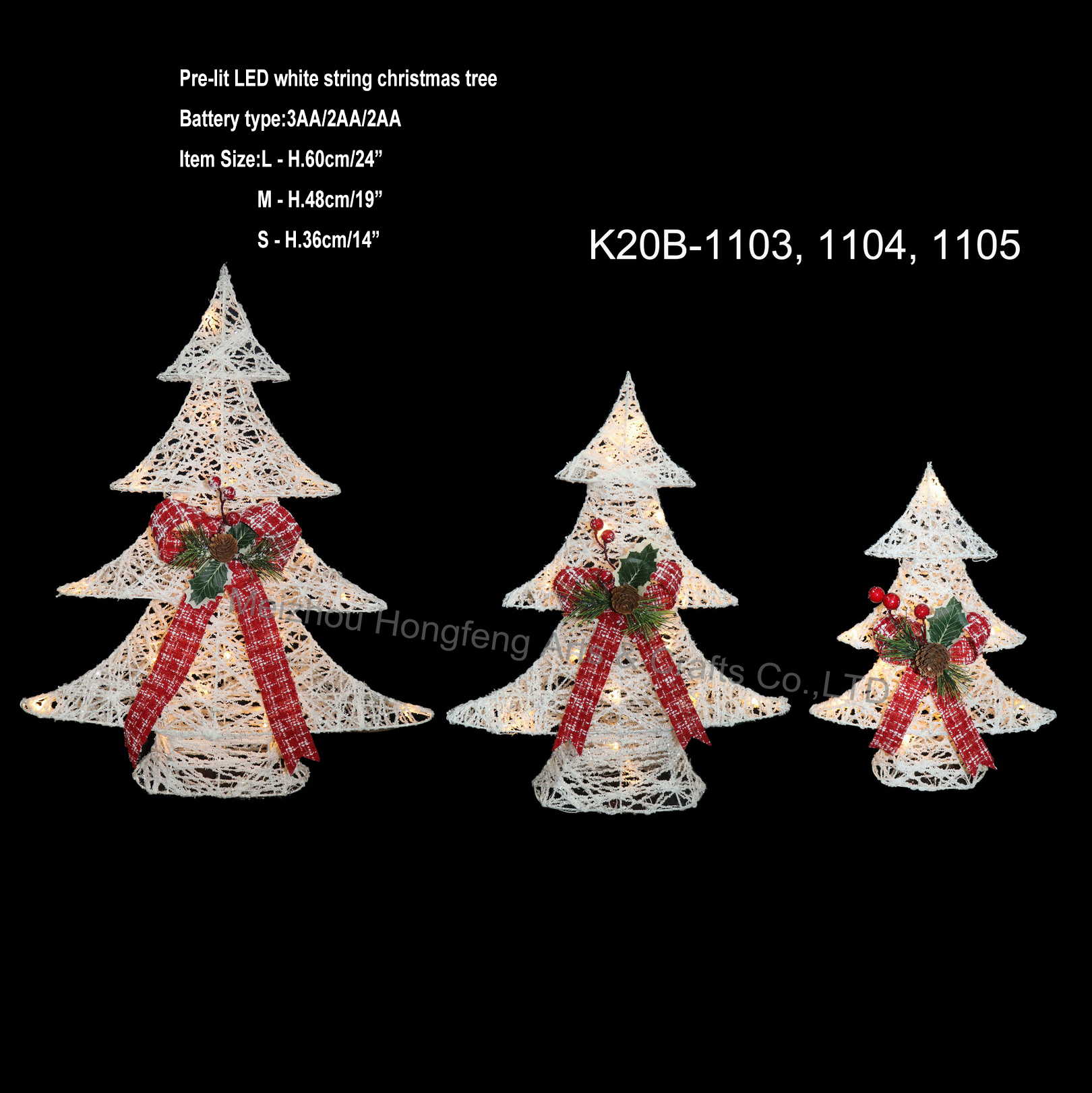 Pre-Lit string Christmas tree with Warm White LED lights, Yard Art Figures Decoration for Indoor or Outdoor Use xmas