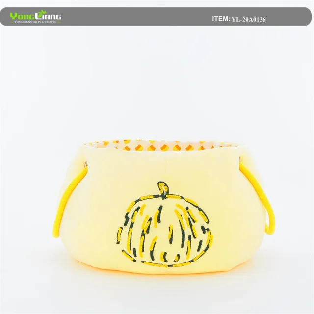 Halloween Candy Bags Round Tote Trick or Treat Bags Pumpkin Party Decoration Basket with Handles