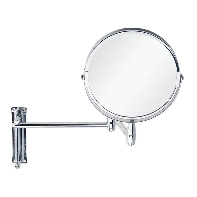 Foldable Round Electric wall mounted beauty makeup mirror cosmetic 3X Magnification double sides bathroom mirror