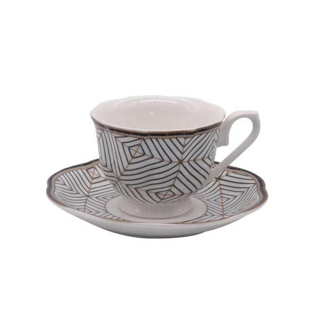 ZH-1966 gold gridding design 100cc cup and saucer