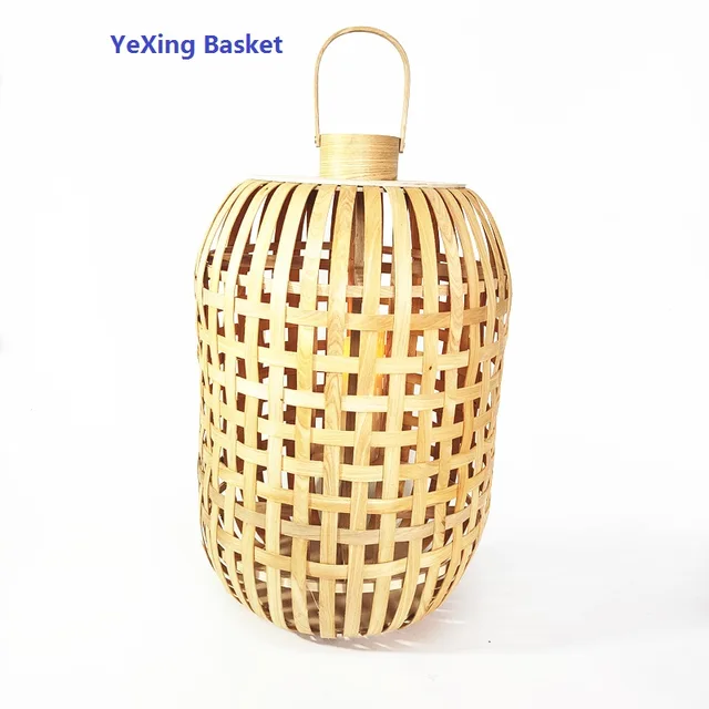 Wood bamboo rattan lantern