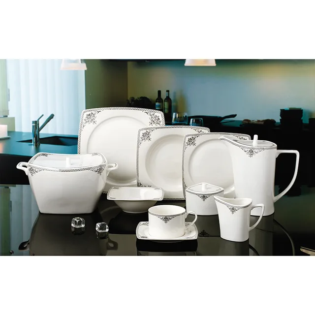`66PCS Dinner Set New Bone Sqaure