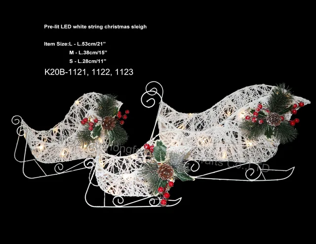 Pre-Lit string sleigh with Warm White LED lights, Yard Art Figures Decoration for Indoor or Outdoor Use xmas