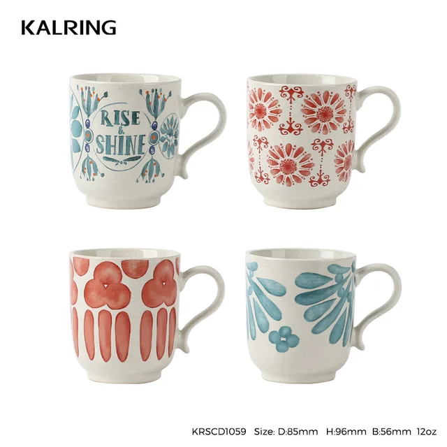 Ceramic tableware new bone china mug gift mug with water color flower design
