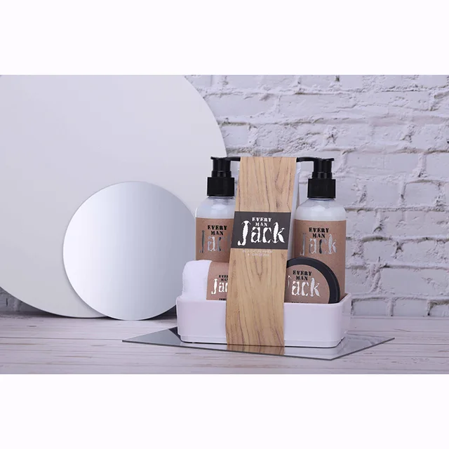 5 pieces Men skin care set with body wash shampoo facial cleanser hair wax towel
