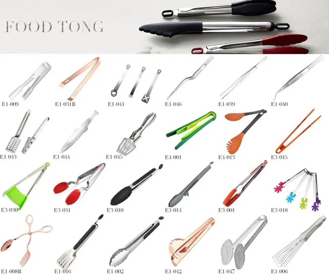 Stainless steel silicone food tong kitchen domestic BBQ
