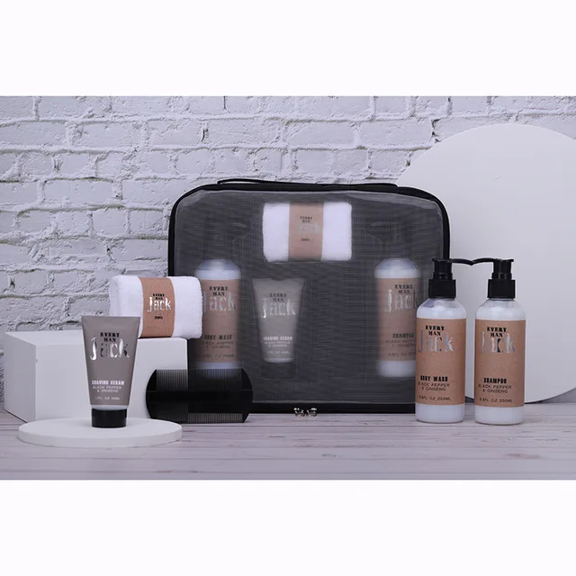 OEM ODM body wash shampoo shave cream men bag set