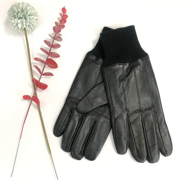 WGLL4 Fashion Warm Touch Screen Leather Mittens Gloves Men