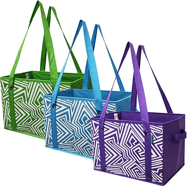 Custom Grocery Bags Storage Basket Collapsible Reusable Grocery Shopping Box Bags For Clothing Toys