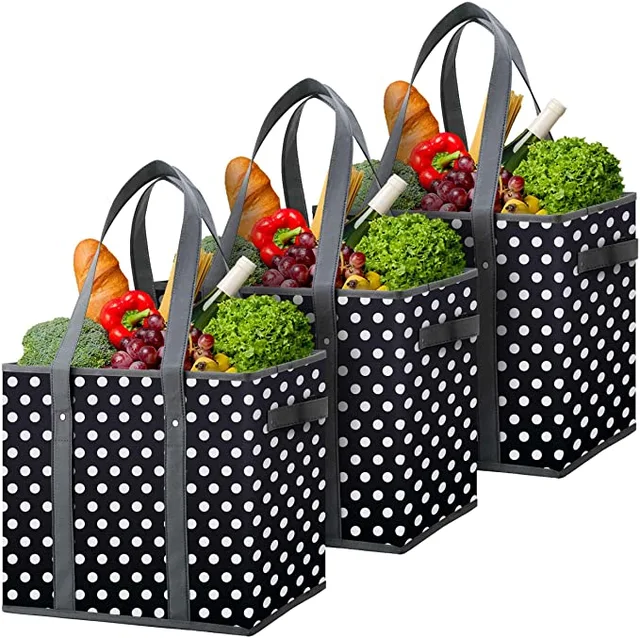 Reusable Ecological Shopping Box Grocery Bag With Reinforced Bottom Storage Box Bins Cubes