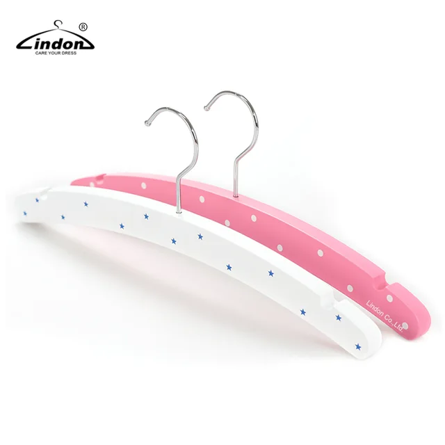 0000* Cute Colored Moon Shape Wooden Kids Top Hanger with Notches