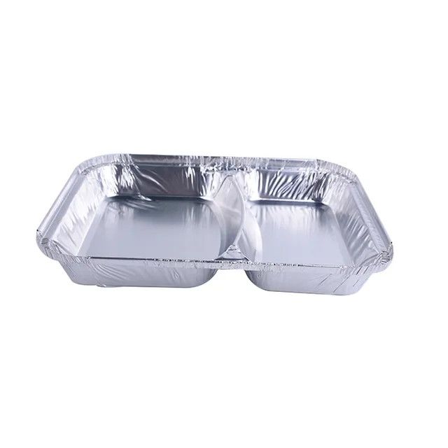 2 Compartment Aluminium Catering Foil Container Two Partition For Food Packaging 810ml