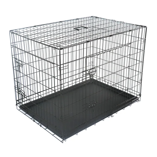 Double door fodable powder coating metal wire dog cage
