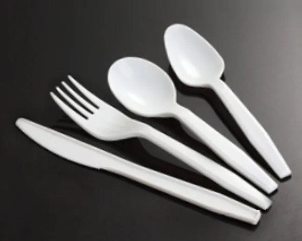 Disposable plastic knife fork spoon cutlery set