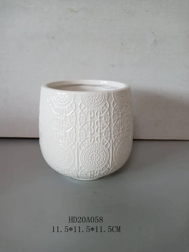 Flower pattern design ceramic plant pot