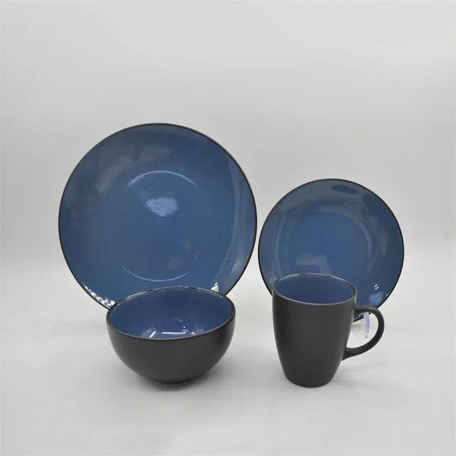 Reactive Glaze Dinnerware 16 Pcs Stoneware Ceramic Dinner tableware