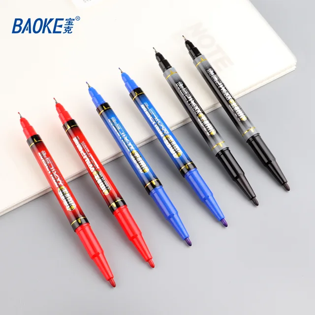 MP2926 dual tip permanent marker pen fiber tip multi-function CD marker black blue red office logistics use
