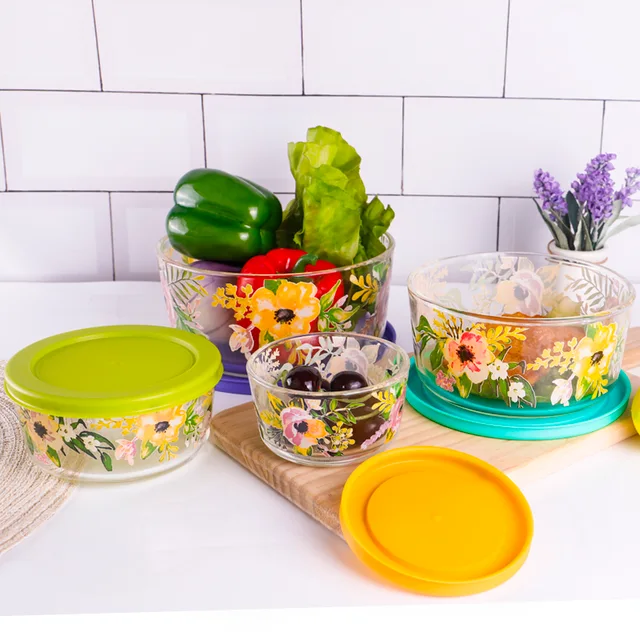 4pcs Set High Borosilicate Bowl With Decal