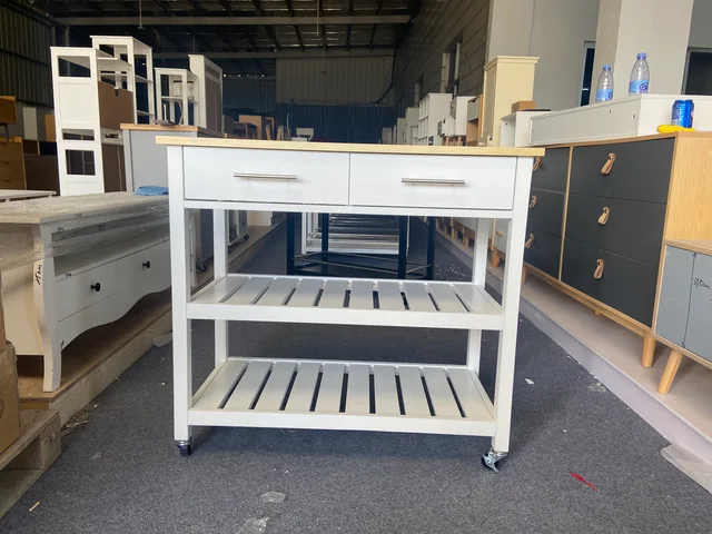 Kitchen cart white with two drawers