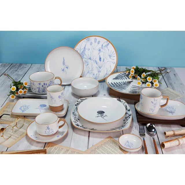 KIC blue and white flower silk printing tableware