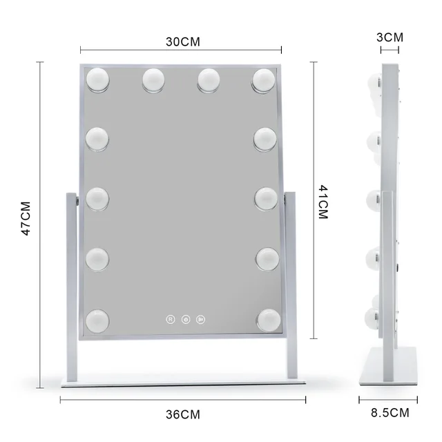 Vanity Mirrors with LED Lights - Phone Mount, 3 Lighting Touch Control Fogless - Hollywood Lighted Makeup Mirror