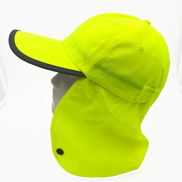 6 panel polyester neck protective cap with reflective border