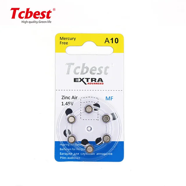 High Quality Zinc Air Battery Button Cell Battery a10 a13 a675 A312 1.45V Hearing Aid Battery 85mAh Zinc Air Coin Mercury Free