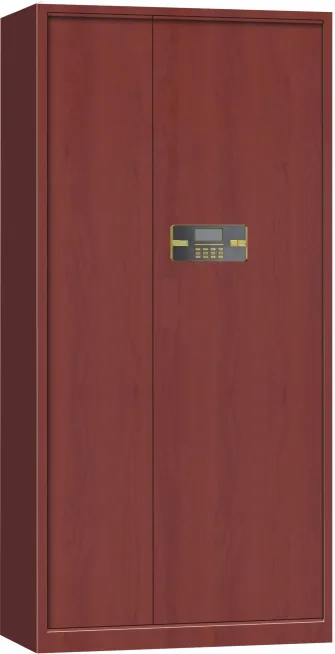 Wood color electric lock metal cabinet