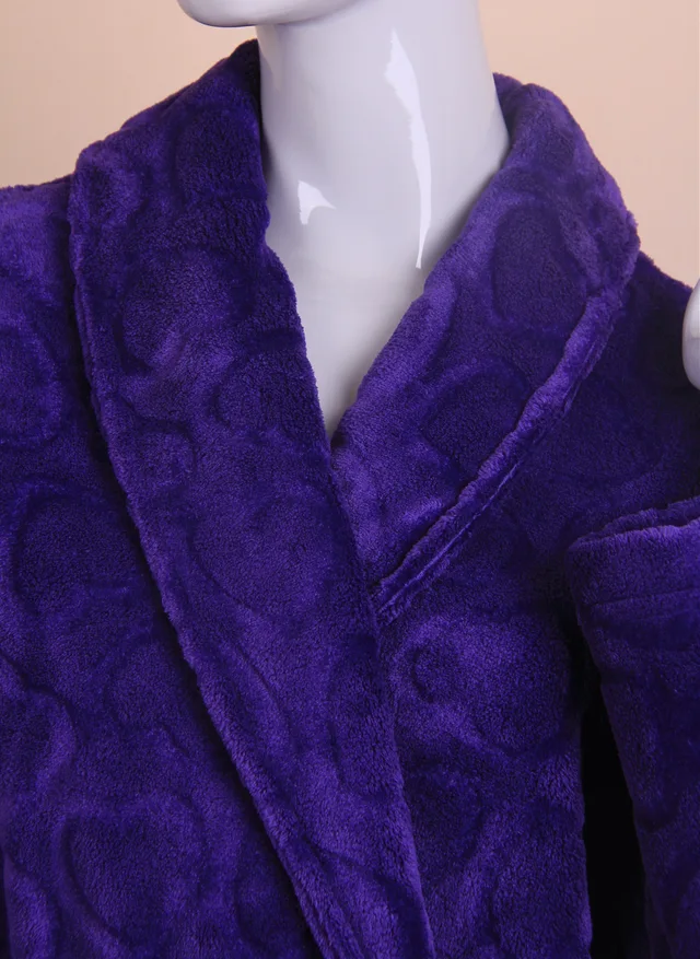 Embossed flannel fleece robe