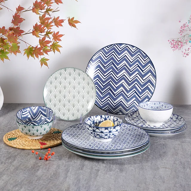 Luxury Home Crockery Salad Pad Printing Dinner Set Custom Wedding Plates Chinese Porcelain Ceramic Dinnerware Sets Tableware