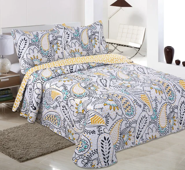 H&J Paisley printed quilt set Paisley printed bedspread