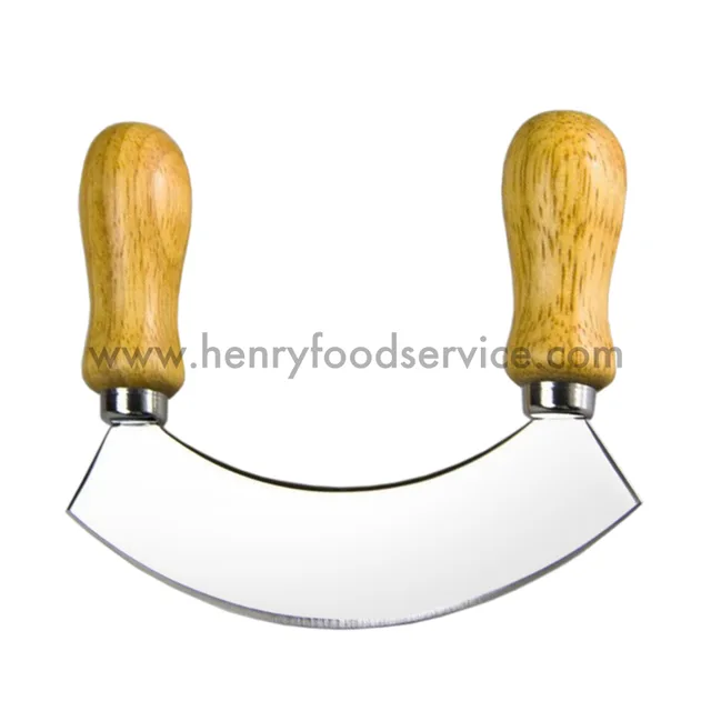 Rocker Style Pizza Knife,Dual Wood Handles