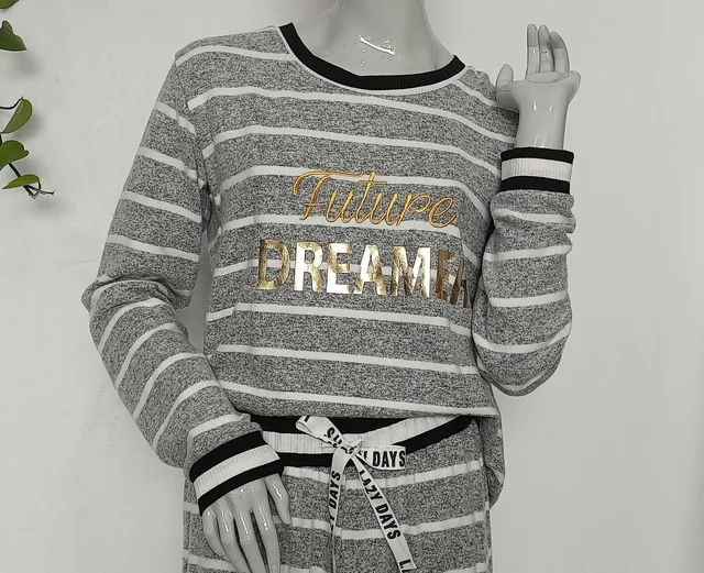 Ladies hacci stripe pyjamas set