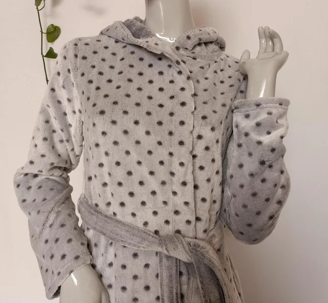 Ladies embossed print fleece robe