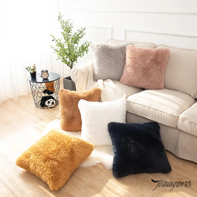New Design Faux Fur Throw Pillow Faux Sheepskin Fur Cushion Cover Wholesale