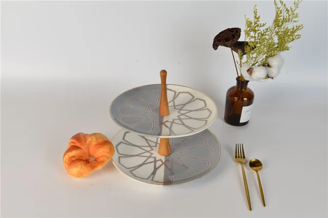 Set 2 porcelain plate color-glazed dessert dish YJ8092H-2-1379