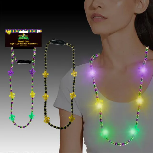 Neon Glo J30435 party item Mardi Gras LED Beads Necklace