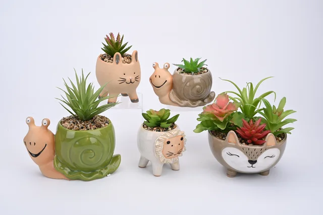 Stoneware Small animal succulent flower pot