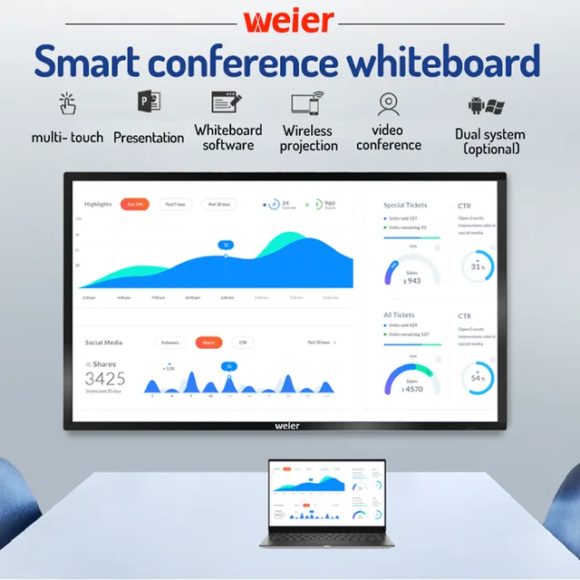 Interactive whiteboard smart touch television led display screen Conference machine