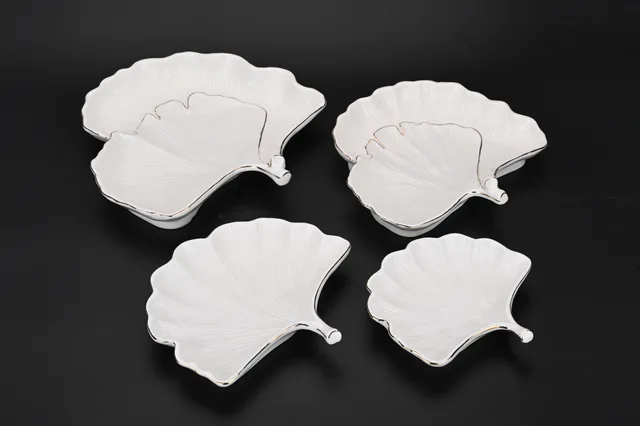 Porcelain ginkgo ceramic plate