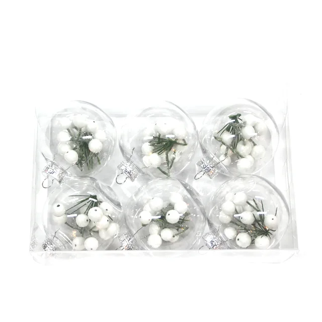 60mm transparent plastic Christmas hanging ball with ornaments