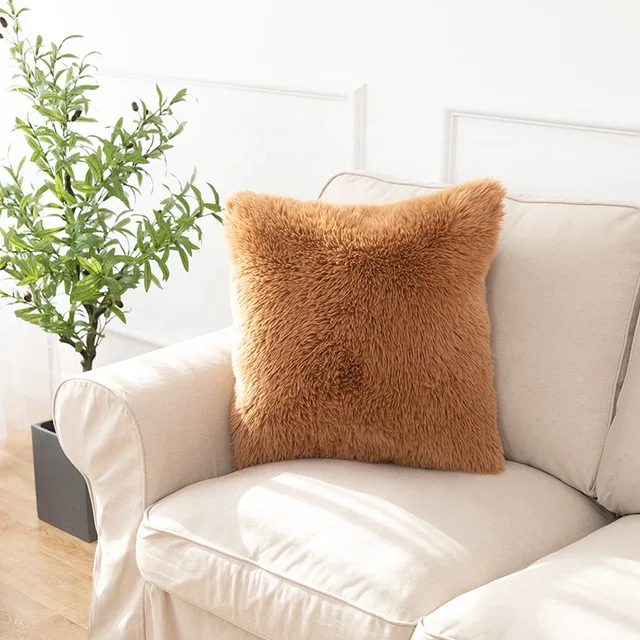 Factory Supply Luxury faux fur pillow High Quality Alpaca faux fur throw pillow