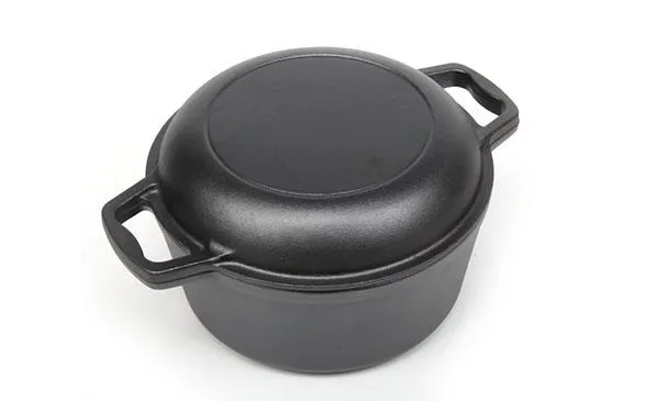 2 in 1 cast iron dutch oven with skillet lid