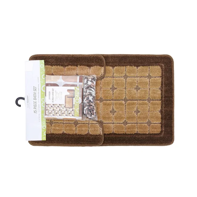Prolyproplene bath mat bath rug 2pcs set combine with curtain latex backing accent carpets