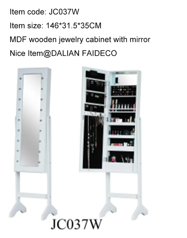 MDF Wooden cabinet with metal hangers and a mirror and legs